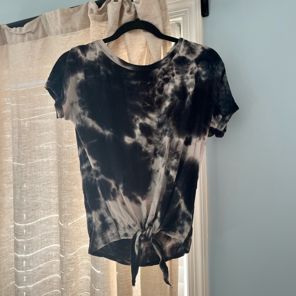 Tie dye preppy tie front shirt